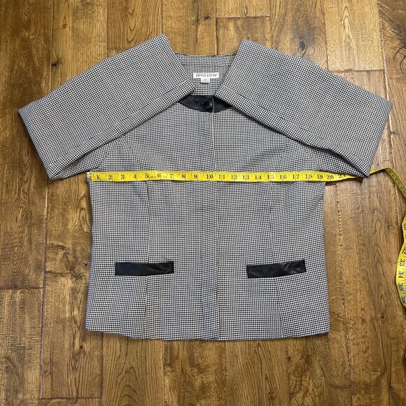 Pendleton Womens Virgin Wool Houndstooth Leather Trim Blazer Jacket Size 10 - Picture 4 of 6